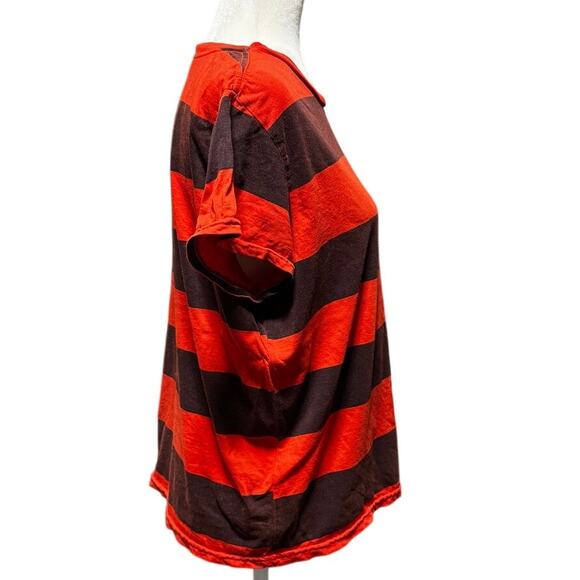Clare V. Rugby Stripe Petite Tee In Navy/Poppy Size M - Picture 4 of 8